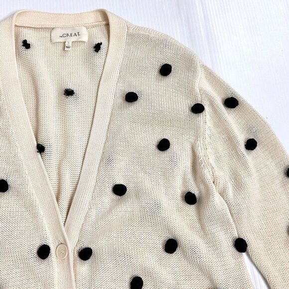 The Great The Bobble Cardigan Cream Black Pom Pom Knit Siz 1/ Small Longline - Picture 15 of 16